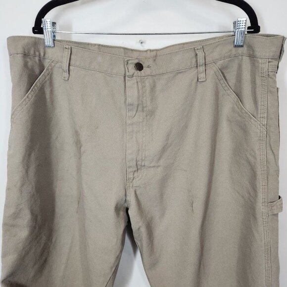 Wrangler Rustler Men's Canvas Carpenter Straight Leg Jeans in Khaki - Size 40x30 - Picture 2 of 6